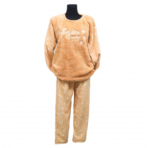 Piżama pluszowa- Beż karmelowy XL